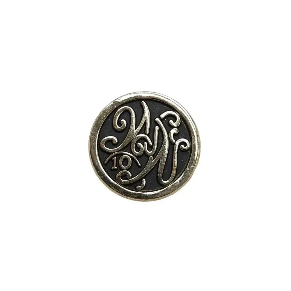 Weight Watchers Black Enamel 10 Pound Brooch Pin Gold Tone Vintage